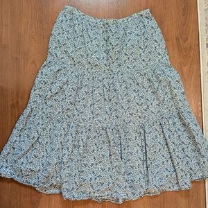 Madewell Blue Floral Tiered Button Front Maxi Skirt XL